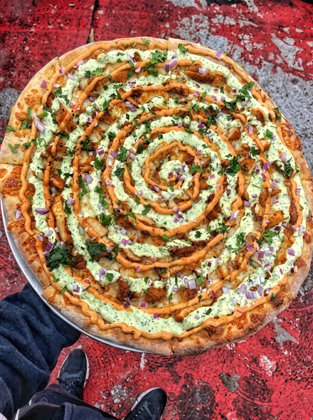 12" Fuego Chicken Pizza.